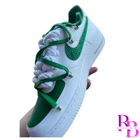 Rope Laces Blinged Check Air Force 1s