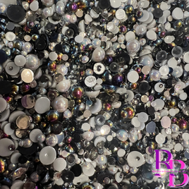 Mix 12 Rhinestone and Pearl Resin Flat back Loose Mix 2mm to 8mm