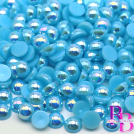 Aquamarine Blue AB Pearl Resin Flat back Loose Mix 2mm to 8mm