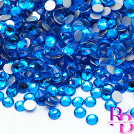 Capri Blue Glass Flatback Round Loose Rhinestones