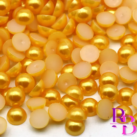Golden Yellow Pearl Resin Flat back Loose Mix 2mm to 8mm