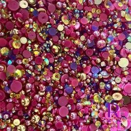 Pretty Princess Rhinestone and Pearl Resin Flat back Loose Mix 2mm to 8mm