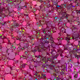 Pink & Purple Passion Rhinestone and Pearl Resin Flat back Loose Mix 2mm to 8mm