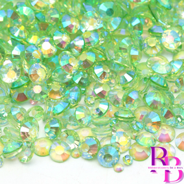 Light Green AB Transparent Jelly Resin Flat Back Loose Rhinestones