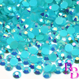 Aqua Water AB Jelly Resin Flat Back Loose Rhinestones