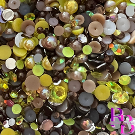 Sunflower Blast Rhinestone and Pearl Resin Flat back Loose Mix 2mm to 6mm