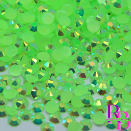 Sour Apple Green AB Jelly Resin Flat Back Loose Rhinestones
