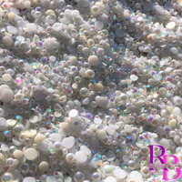 Lisa Raye White Rhinestone and Pearl Resin Flat back Loose Mix 2mm to 8mm