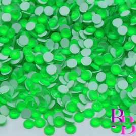 Green Neon Glass Flatback Round Loose Rhinestones
