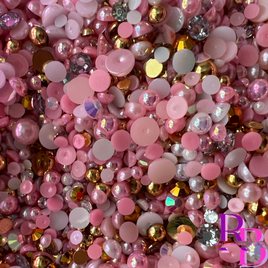 Mix 10 Rhinestone and Pearl Resin Flat back Loose Mix 2mm to 8mm