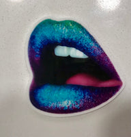 Teal, Blue, Purple, and Pink Ombre Lips Flatback Resin Planar Laser Cut Acrylics