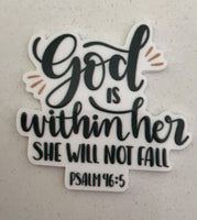 God is within her She will not fall Flatback Resin Planar Laser Cut Acrylics