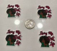 Living My Best Life Green Flatback Resin Planar Charm Laser Cut Acrylics