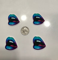 Teal, Blue, Purple, and Pink Ombre Lips Flatback Resin Planar Laser Cut Acrylics