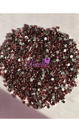 Rose Gold Glass Flat Back Round Rhinestones